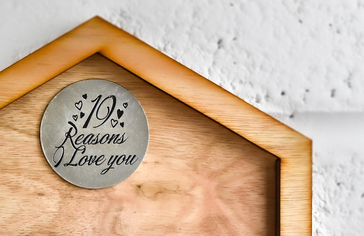 19th Anniversary 19 Reasons I Love You Wooden Wall Frame - Full Colour Love Tokens