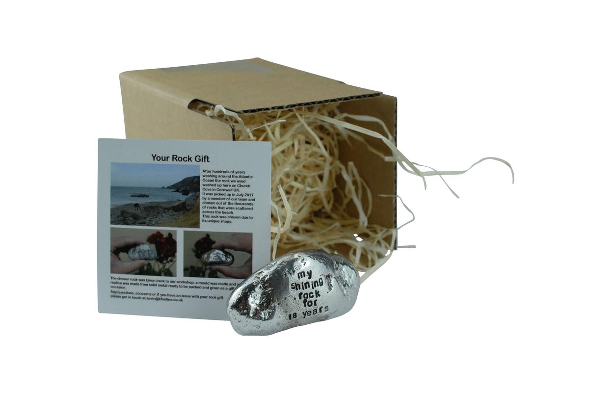 Solid Metal 18th Anniversary Rock - My Shining Rock Gift