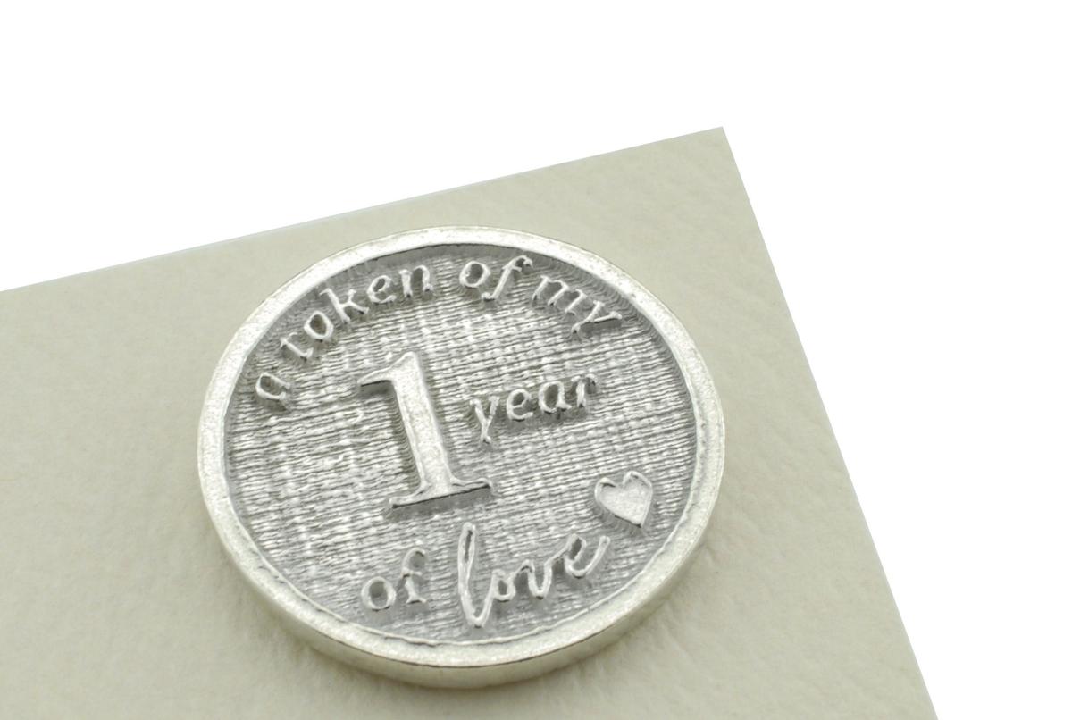 Cute Anniversary Card - Relaxed Bears Watching TV includes a Metal Love Token
