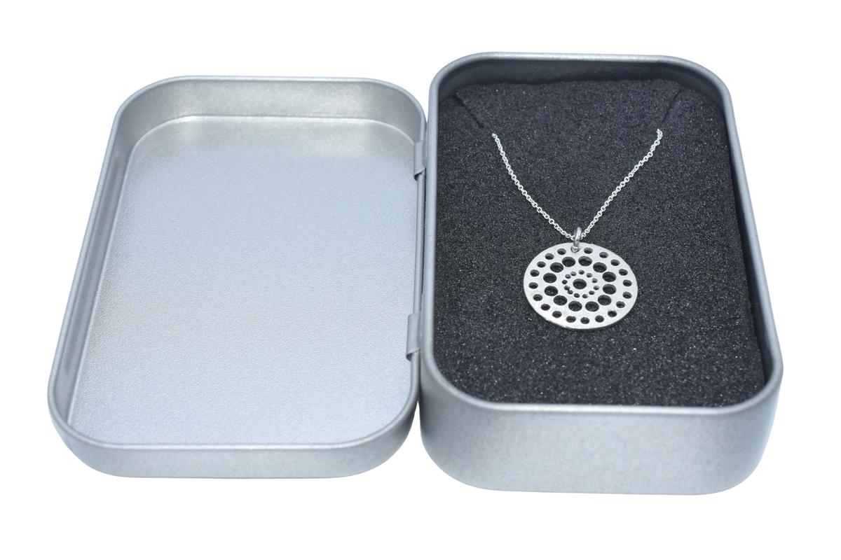Tin Dot Pattern Disc Pendant Necklace – 10th Anniversary Gift, Pure Tin