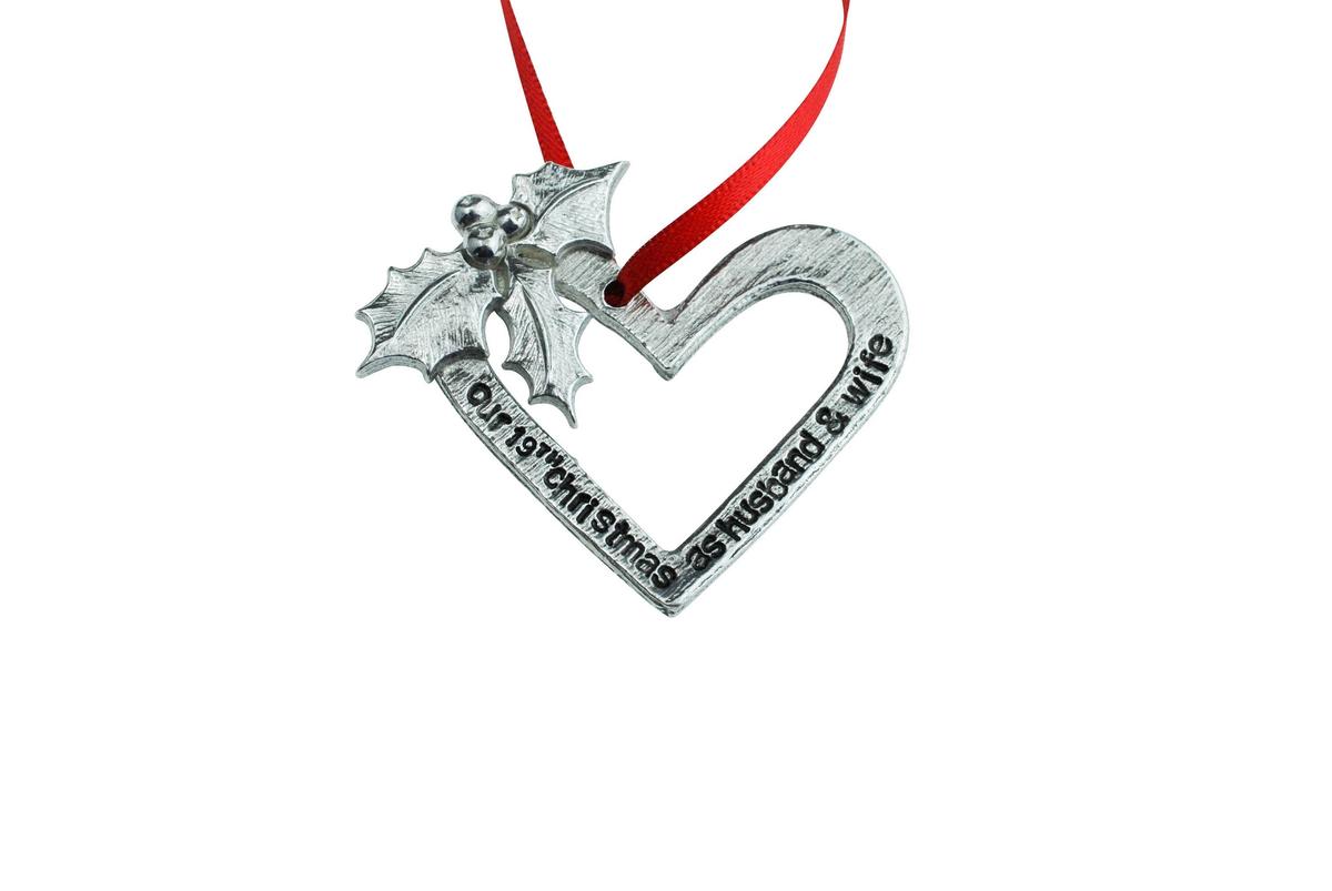 19 Year Anniversary Christmas Tree Ornament - Reads Our 19th Christmas as Husband & Wife