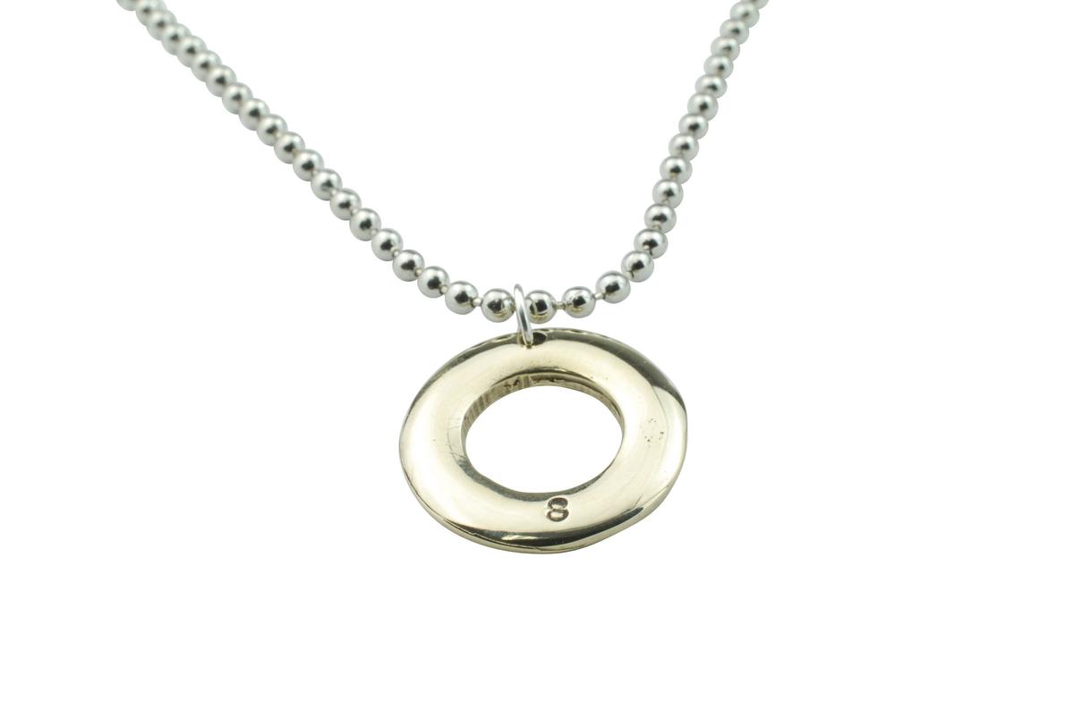Mens Bronze Hoop Pendant - Stamped 8 for the 8th Anniversary