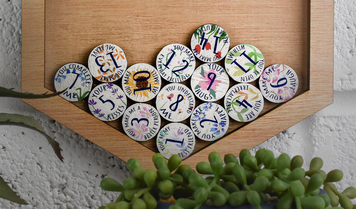 14th Anniversary 14 Reasons I Love You Wooden Wall Frame - Full Colour Love Tokens