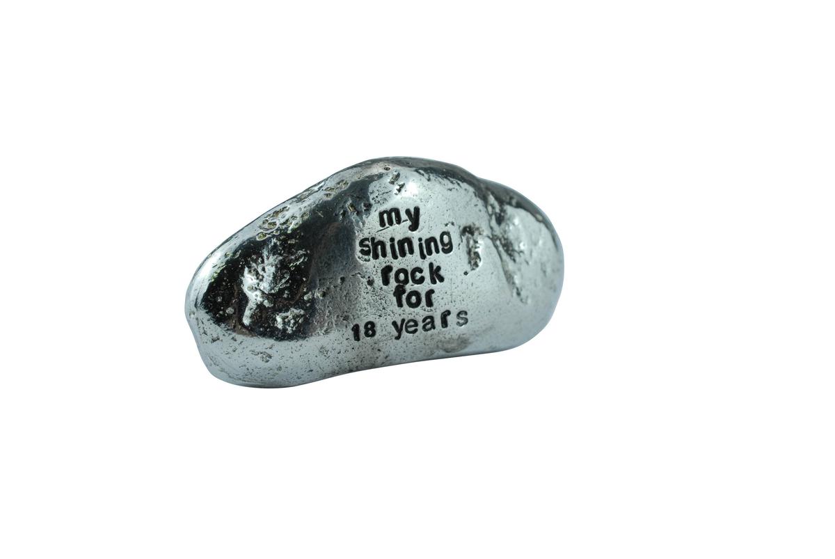 Solid Metal 18th Anniversary Rock - My Shining Rock Gift
