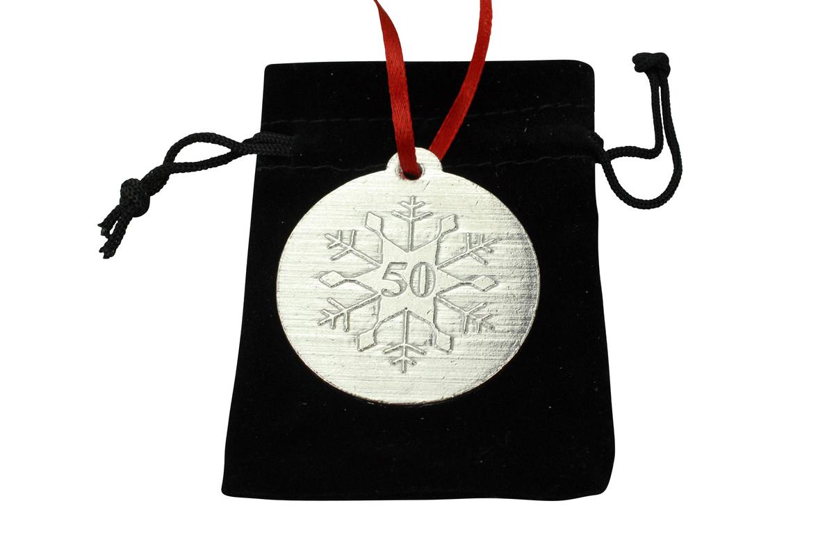 50th Christmas Snowflake Metal Decoration - 50th Anniversary Idea