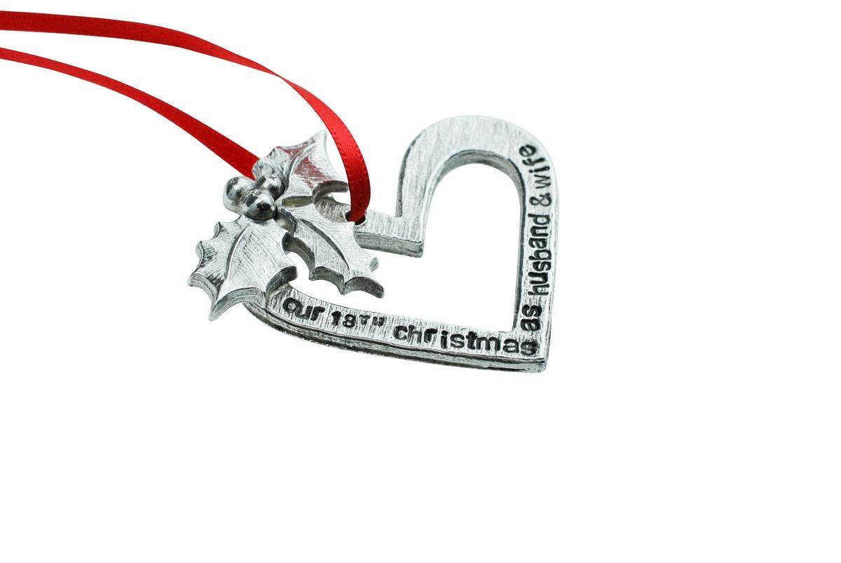 18 Year Anniversary Christmas Tree Ornament - Reads Our 18th Christmas as Husband & Wife