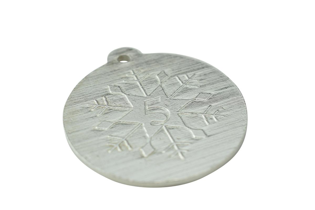 5th Christmas Snowflake Metal Decoration - 5th Anniversary Idea
