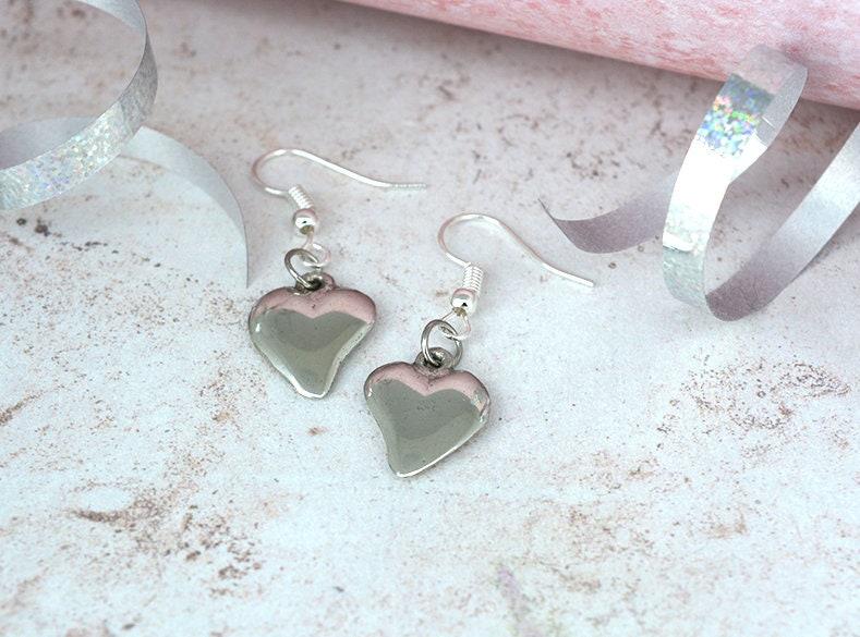 10th Anniversary Tin Heart Jewellery Set – Handcrafted Pure Tin Necklace & Earrings, Unique 10 Year Gift for Wife