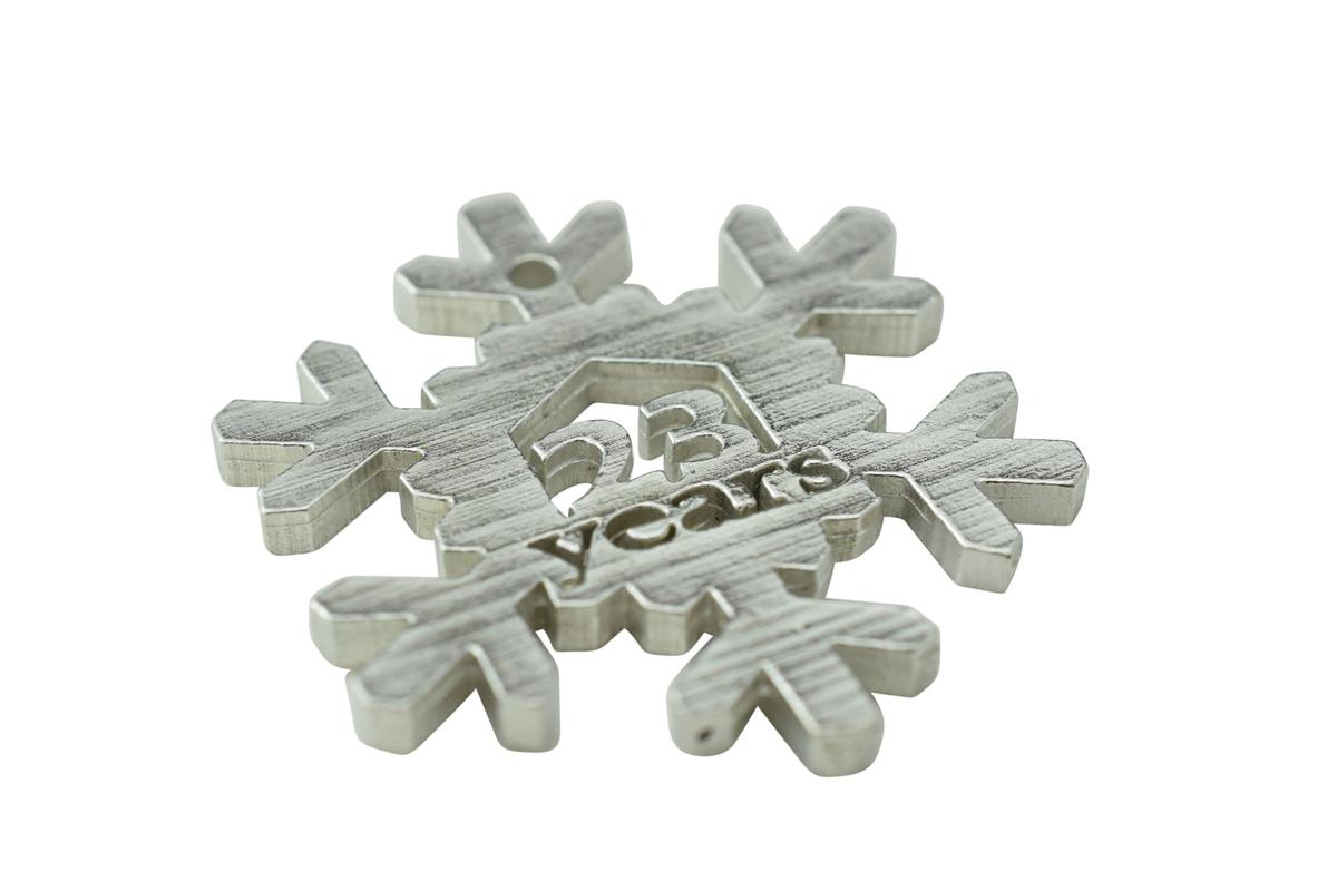 23 Year Cut Out Metal Snowflake Christmas Tree Hanging Decoration - 23rd Wedding Anniversary
