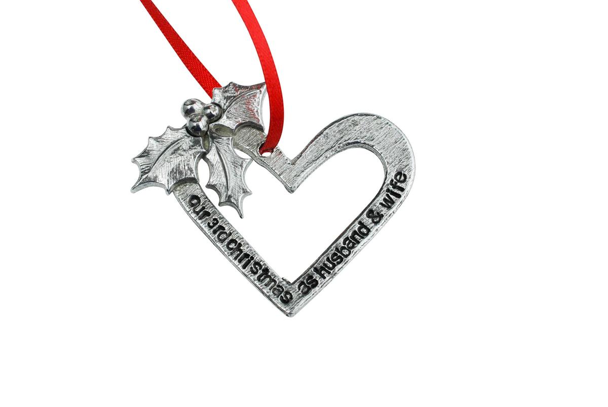 3 Year Anniversary Christmas Tree Ornament - Reads Our 3rd Christmas as Husband & Wife