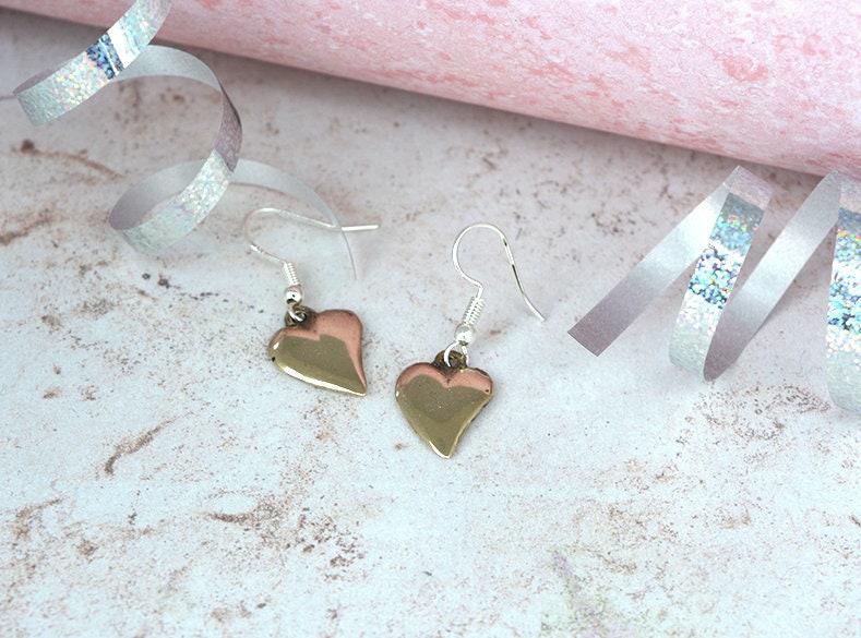 Bronze Off Shaped Heart Earring & Necklace Set- Anniversary or Birthday Gift
