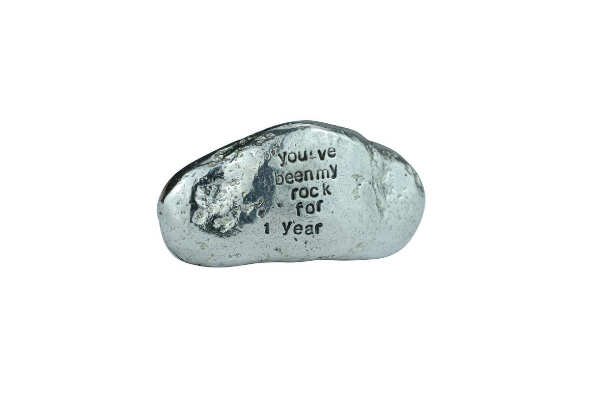 1st Anniversary Solid Metal Rock – “You've Been My Rock” Gift