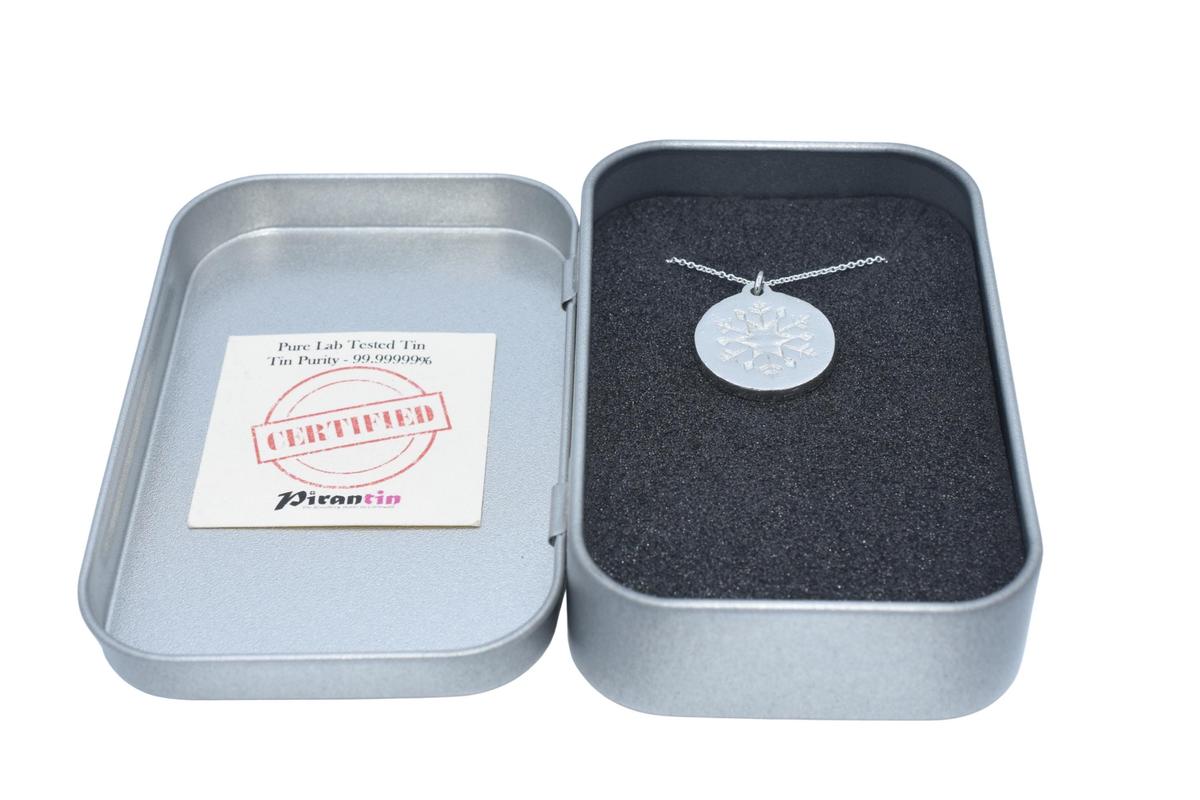 Tin Snowflake Star Minimalist Necklace - 10th Wedding gift - Women's Pendant. Birthday Gift.