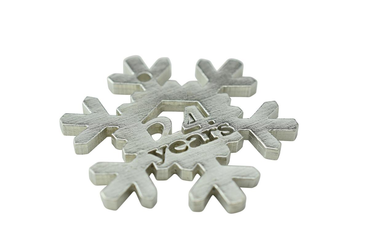24 Year Cut Out Metal Snowflake Christmas Tree Hanging Decoration - 24th Wedding Anniversary
