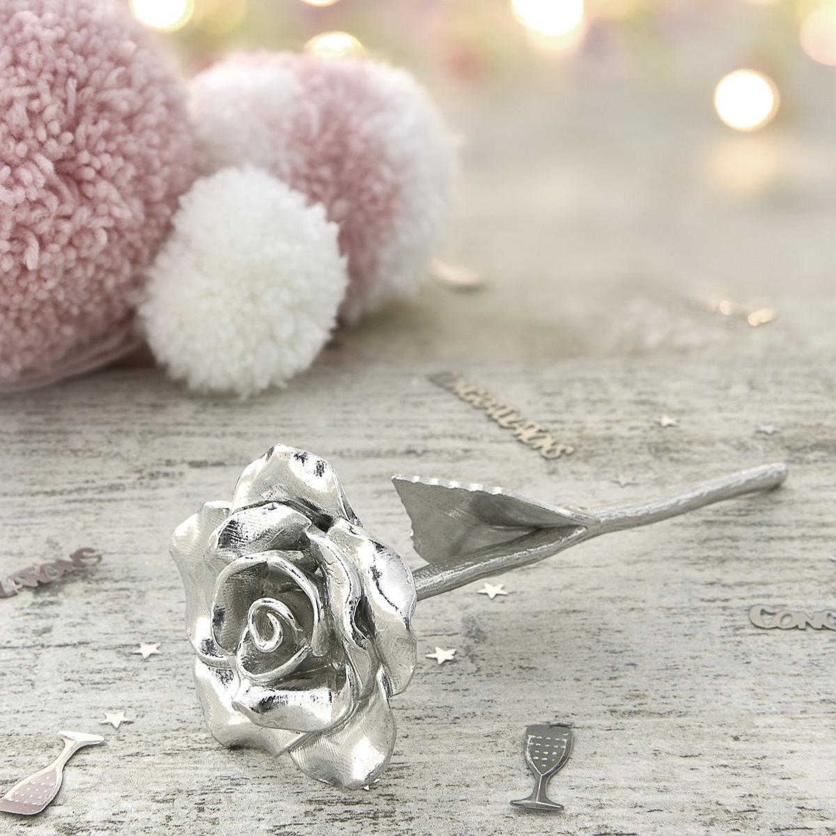 7th Anniversary Gift - Cast Metal Rose, Everlasting Love Keepsake