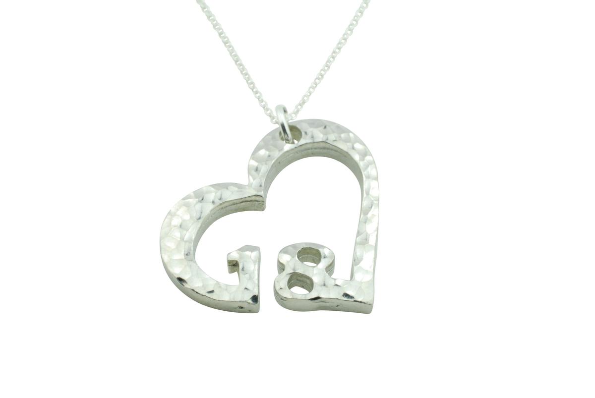 18th Anniversary Beaten Heart Pendant with Sterling Silver Chain