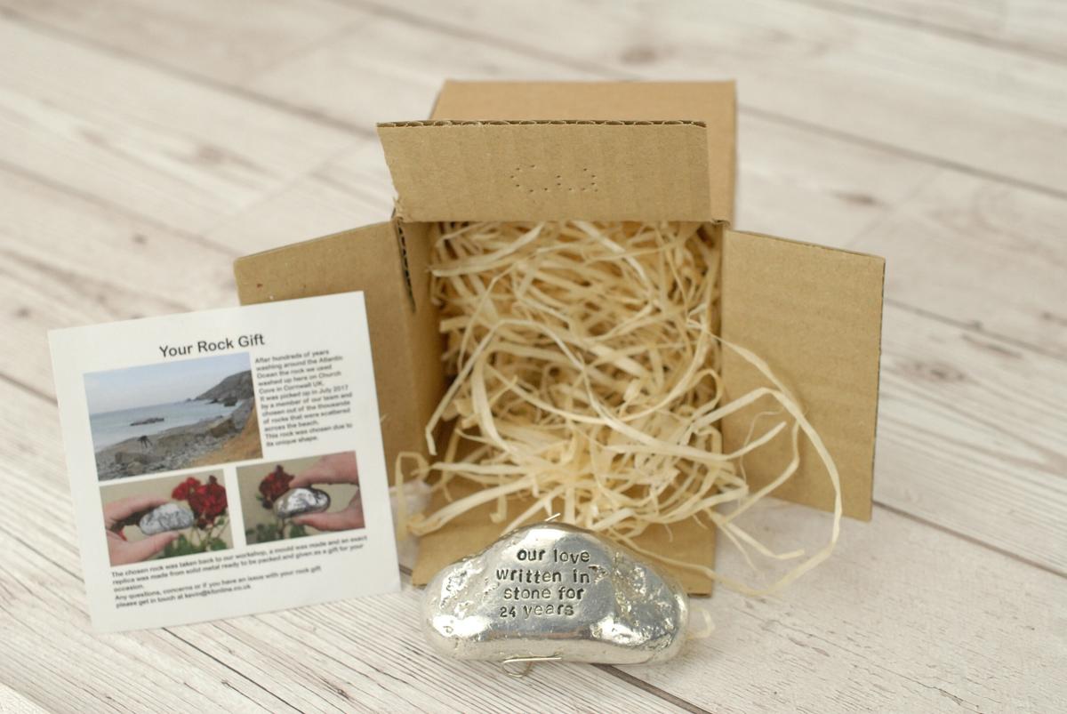 Our Love Written in Stone for 24 Year - Quality Tin Rock for your Anniversary
