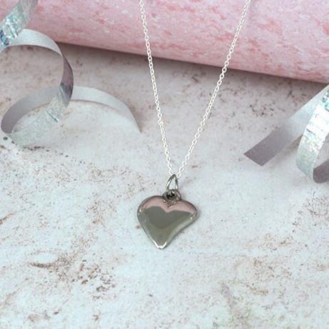 10th Anniversary Tin Heart Jewellery Set – Handcrafted Pure Tin Necklace & Earrings, Unique 10 Year Gift for Wife