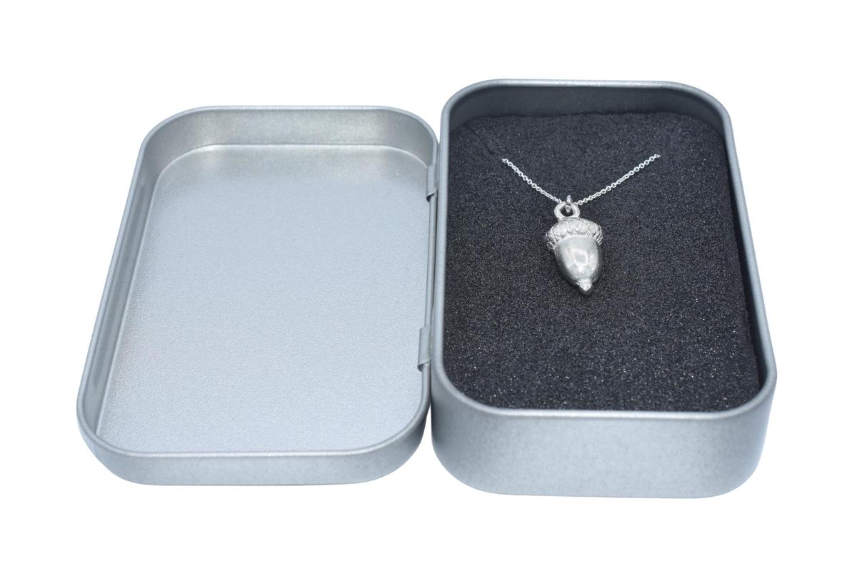Tin Acorn Pendant/Necklace - 10th Wedding Anniversary. Birthday.