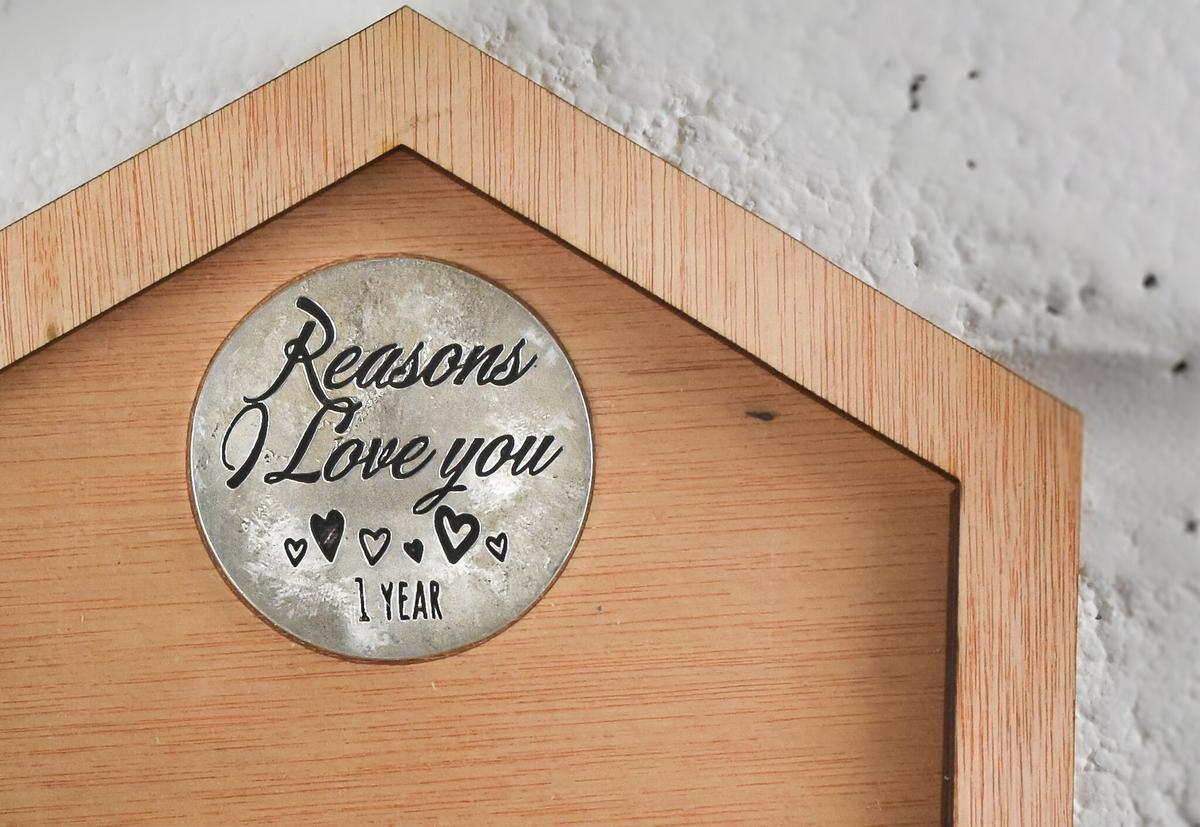 1st Anniversary Reasons I Love You Wall Frame and Full Colour Tokens