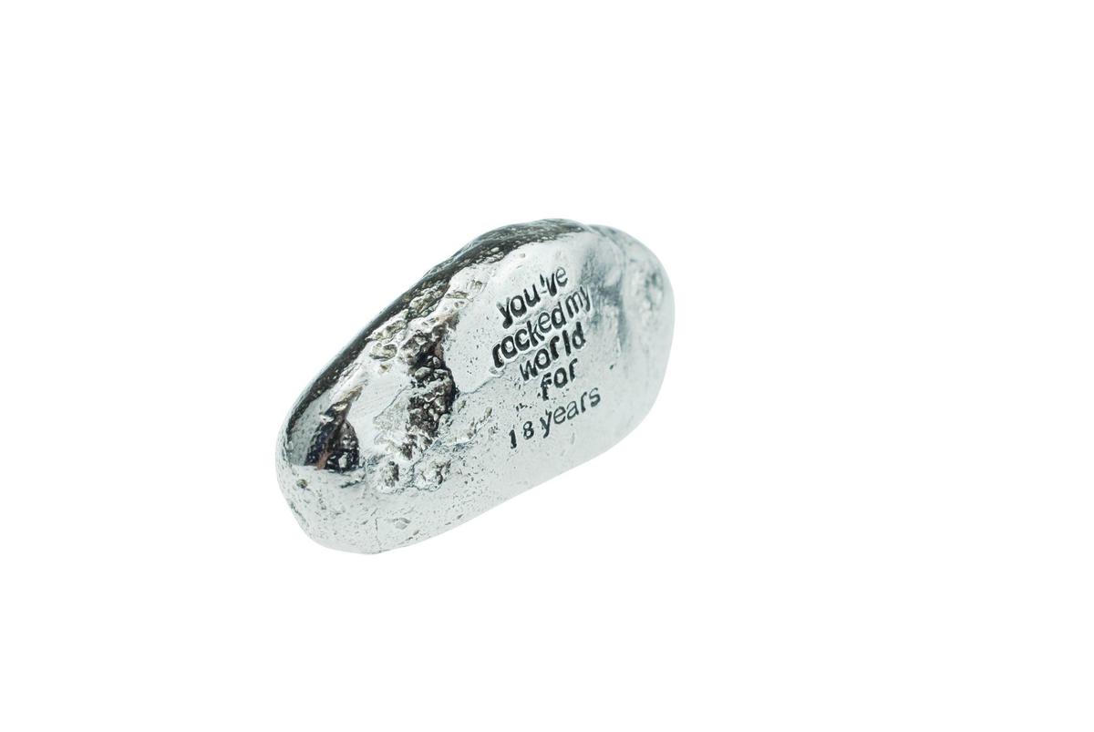 18 Year Anniversary Gift, You've Rocked My World For 18 Years - Solid Metal Heavy Casted Rock