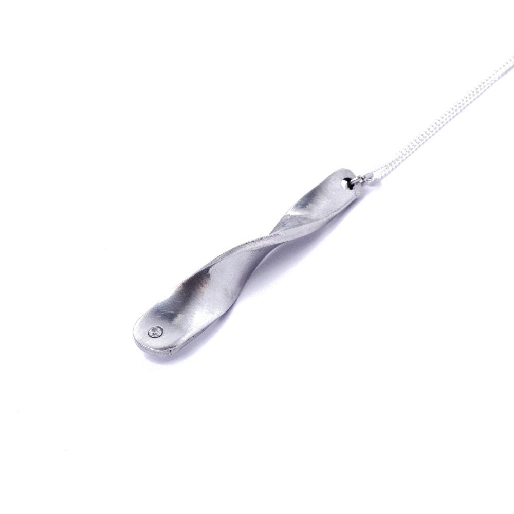 Ten Year Anniversary Tin and Diamond Twist Drop Pendant