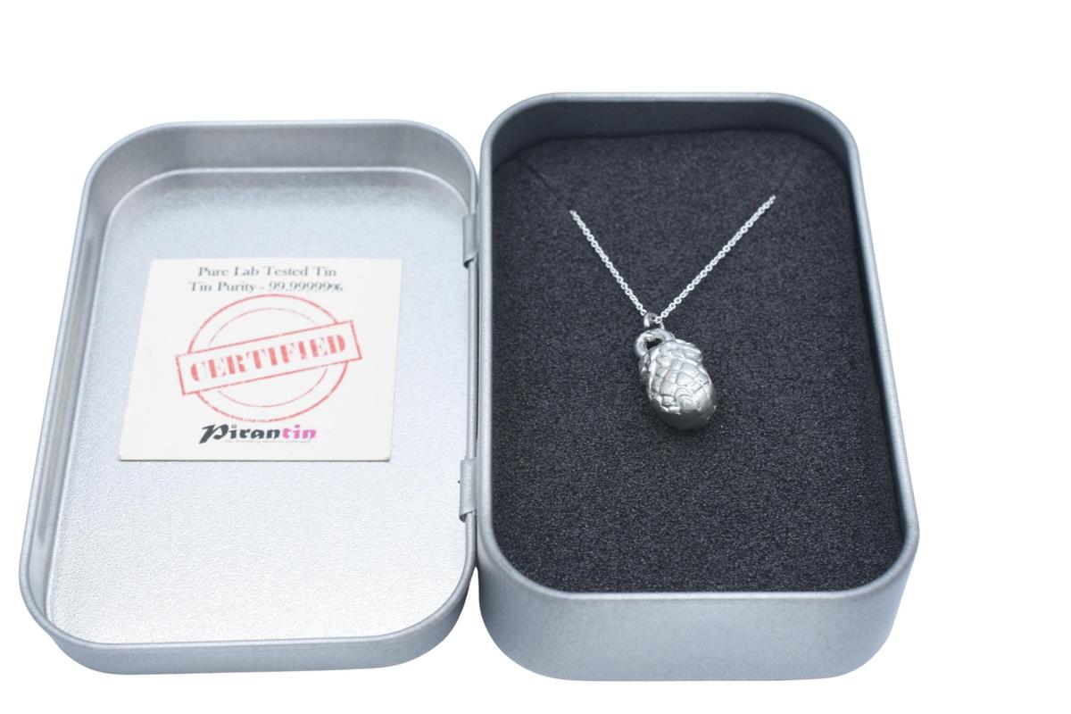 Tin pineapple Pendant/Necklace - 10th Wedding Anniversary. Birthday.