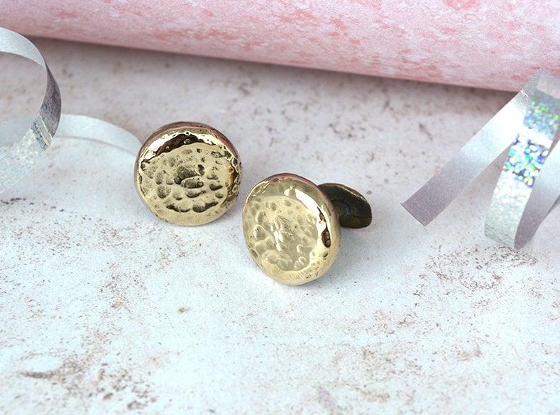 Bronze Chunky Round Cufflinks