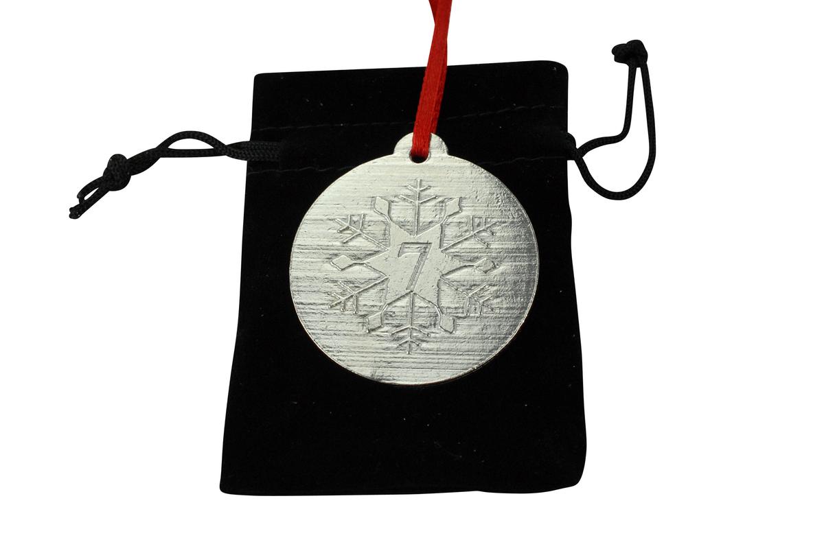 7th Christmas Snowflake Metal Decoration - 7th Anniversary Idea