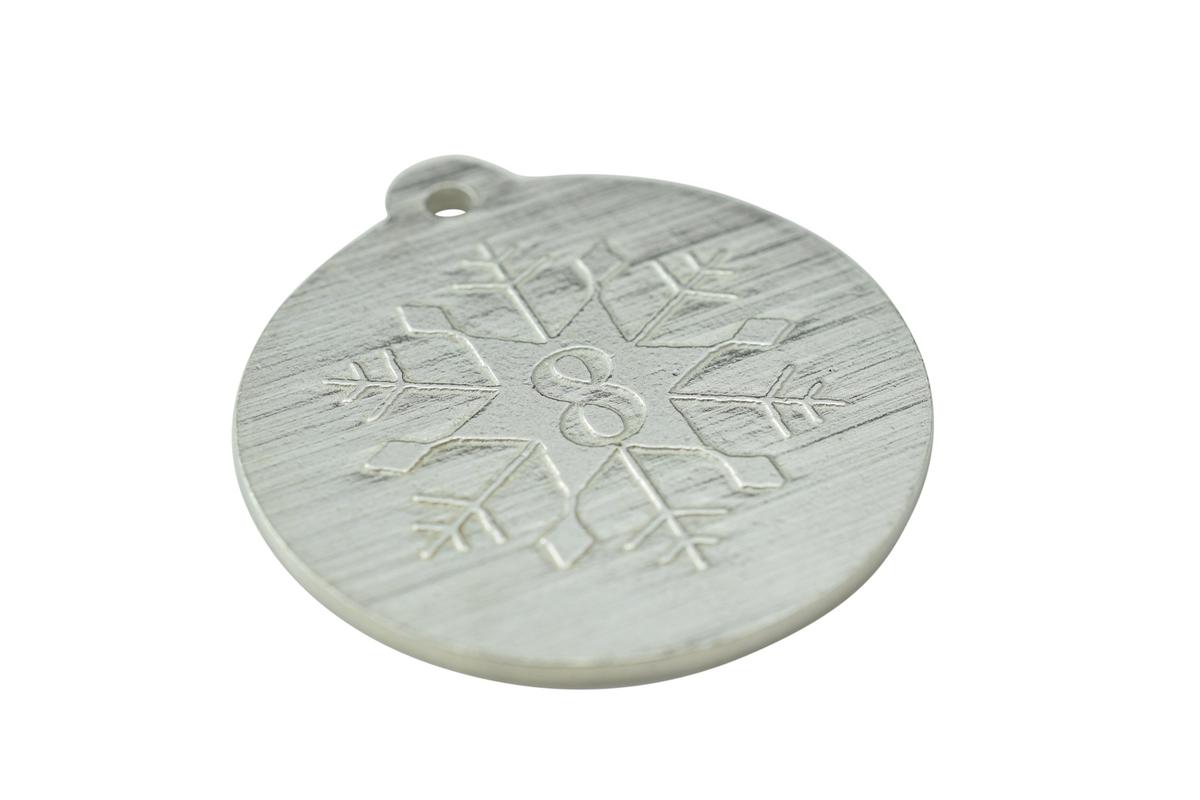 8th Christmas Snowflake Metal Decoration - 8th Anniversary Idea