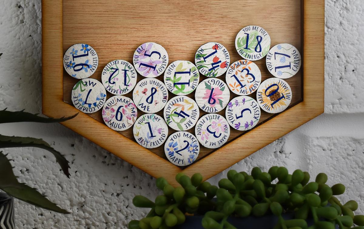 18th Anniversary 18 Reasons I Love You Wooden Wall Frame - Full Colour Love Tokens