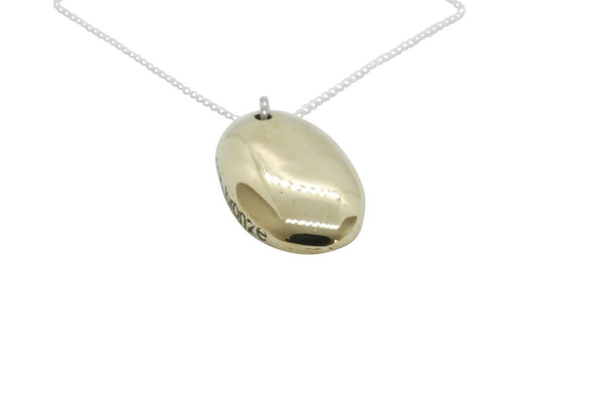 8th Anniversary Bronze Pendant – Solid Bronze Pebble Necklace on Sterling Silver Chain, Traditional Gift for Wife