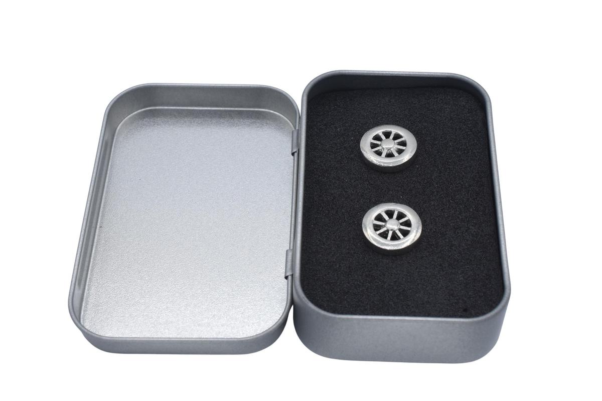 Wheel Tin Cufflinks - 10th Wedding Anniversary Mens gift
