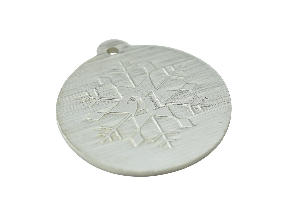 21st Christmas Snowflake Metal Decoration - 21st Anniversary Idea