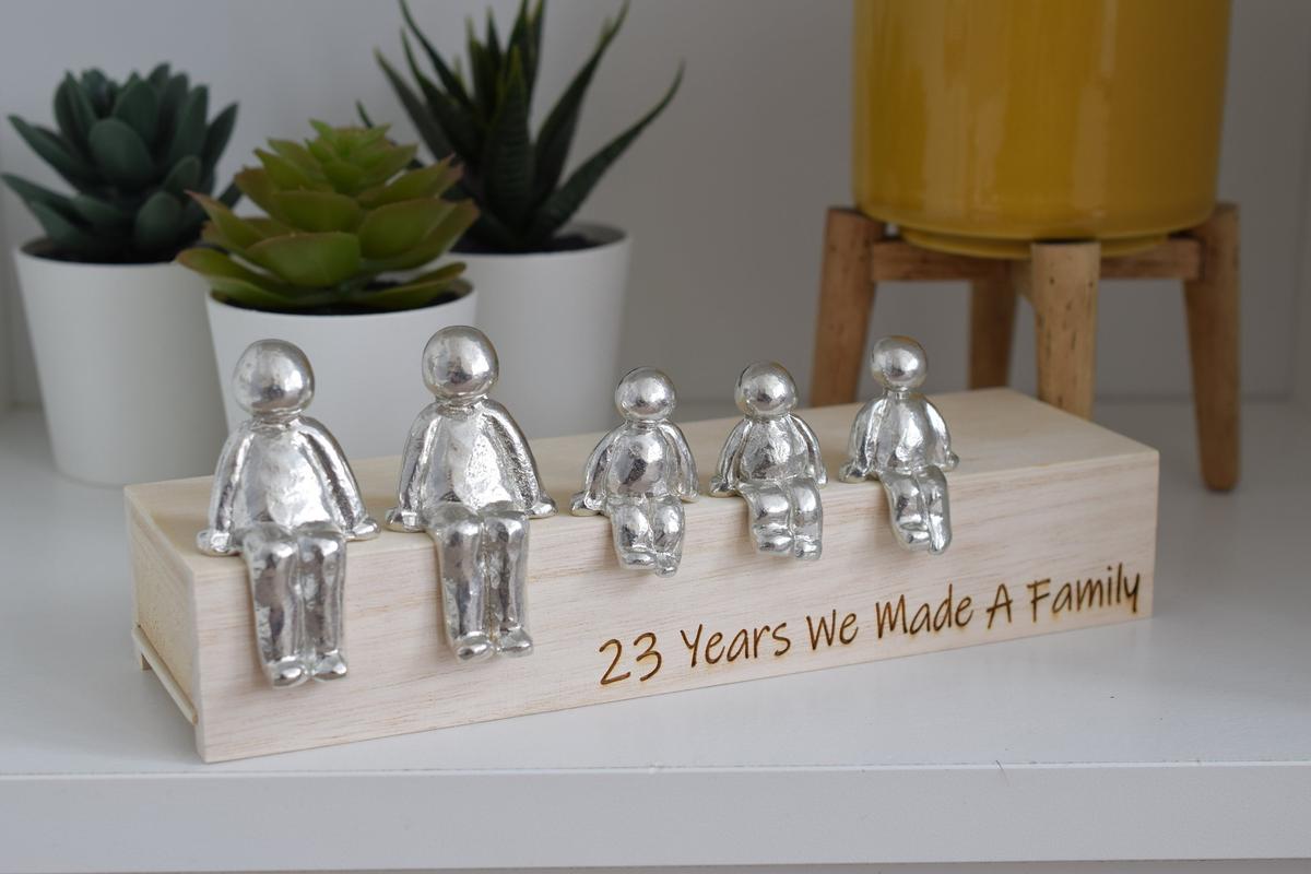 23 Years We Made a Family Sculpture Figurines - 23rd Anniversary | Years 1 to 30 Available | Wooden Box Size & Grain Will Vary
