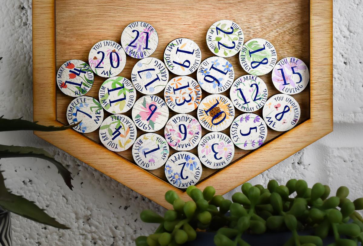 22nd Anniversary 22 Reasons I Love You Wooden Wall Frame - Full Colour Love Tokens
