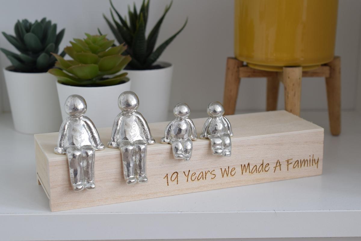 19 Years We Made a Family Sculpture Figurines - 19th Anniversary | Years 1 to 30 Available | Wooden Box Size & Grain Will Vary