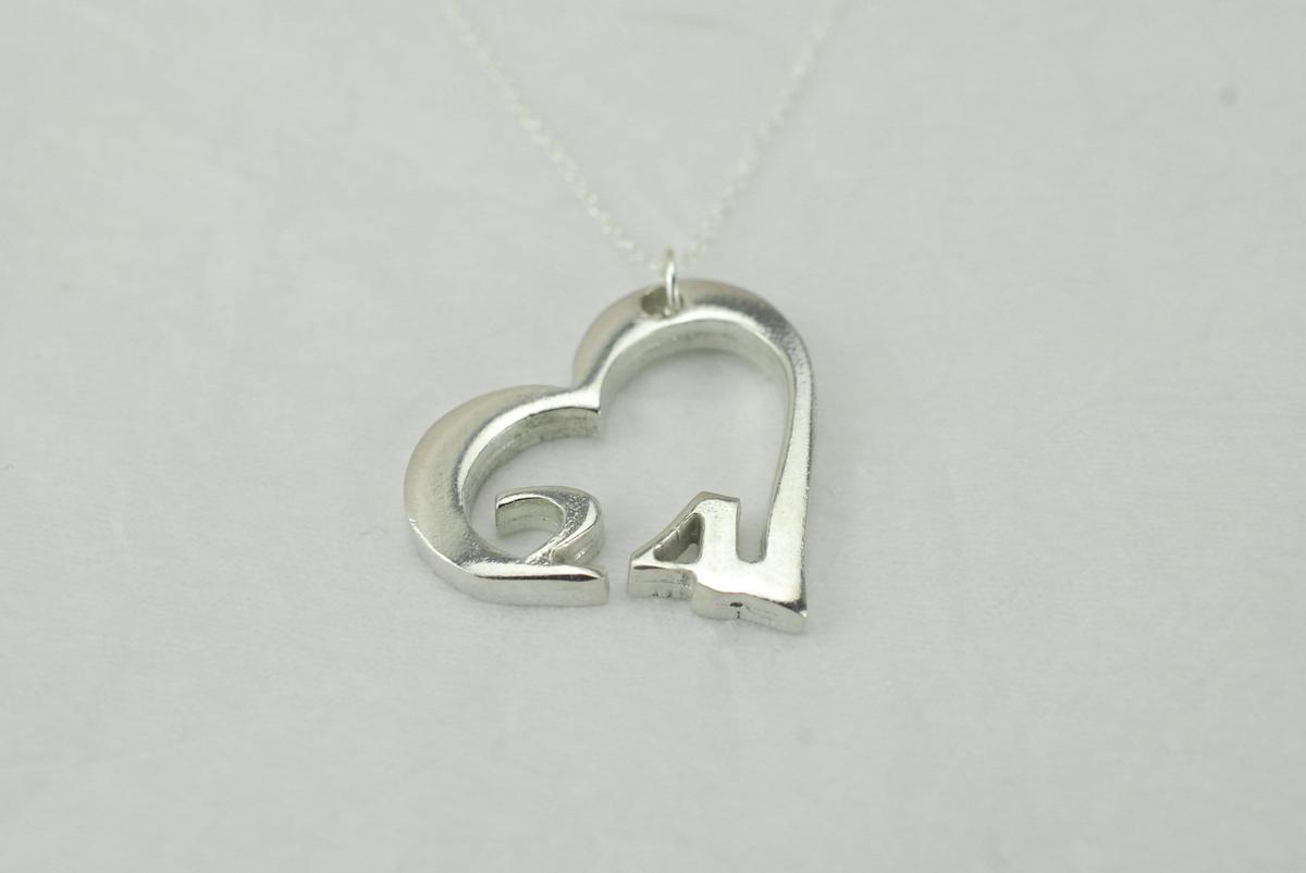 24 Year Anniversary Heart Pendant/Necklace - Gift