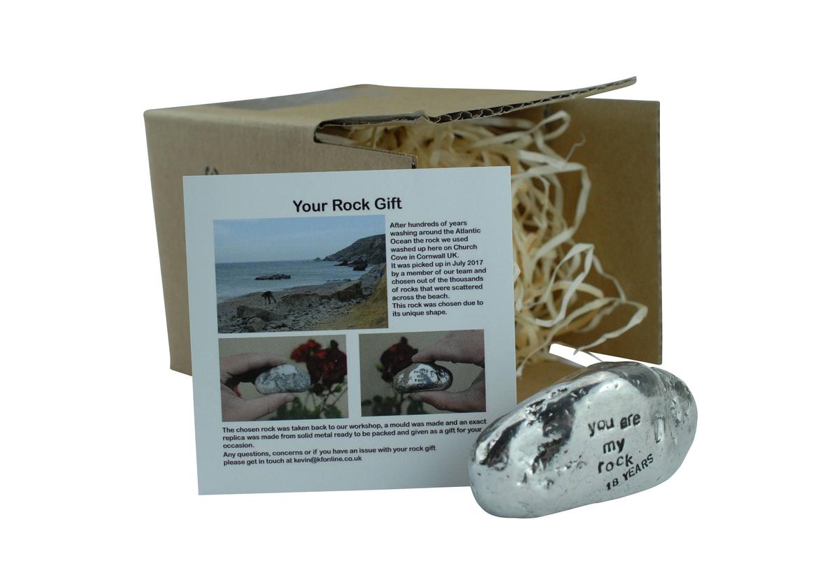 18th Anniversary You Are My Rock Gift Idea - Solid Metal Heavy Polished Rock Gift for 18 Year Anniversary