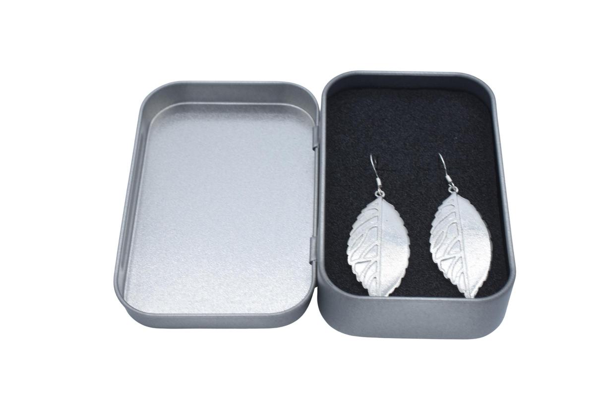Tin Leaf Design Earrings - Anniversary or Birthday Gift