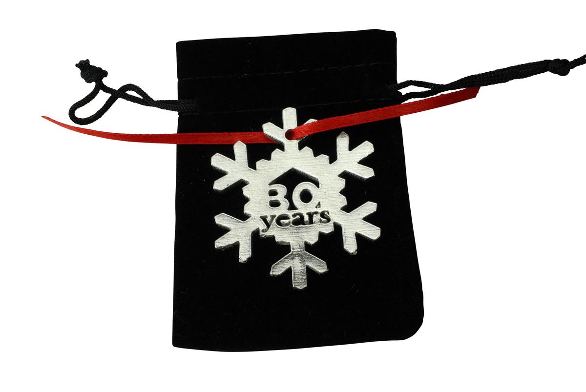 30 Year Cut Out Metal Snowflake Christmas Tree Hanging Decoration - 30th Wedding Anniversary