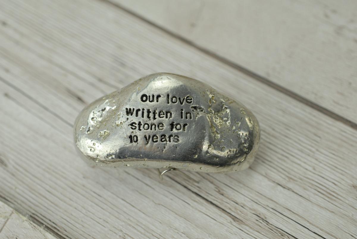 10th Anniversary Pure Tin Rock Our Love Written in Stone Wedding Anniversary Gift for Husband Tin Anniversary Paperweight