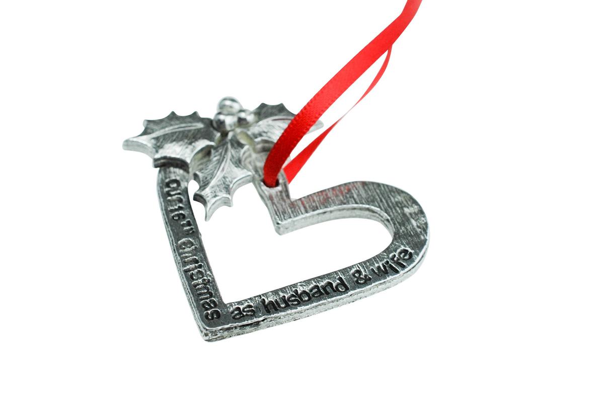 16 Year Anniversary Christmas Tree Ornament - Reads Our 16th Christmas as Husband & Wife