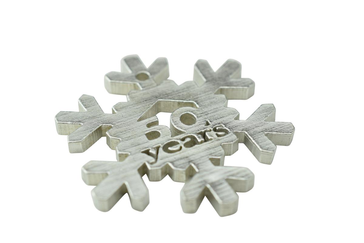 50 Year Cut Out Metal Snowflake Christmas Tree Hanging Decoration - 50th Wedding Anniversary