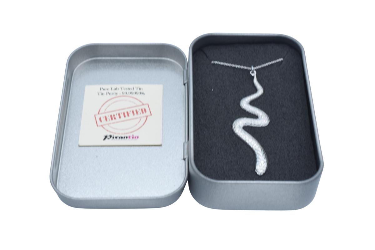 Tin Snake Pendant/Necklace - 10th Wedding Anniversary. Birthday.