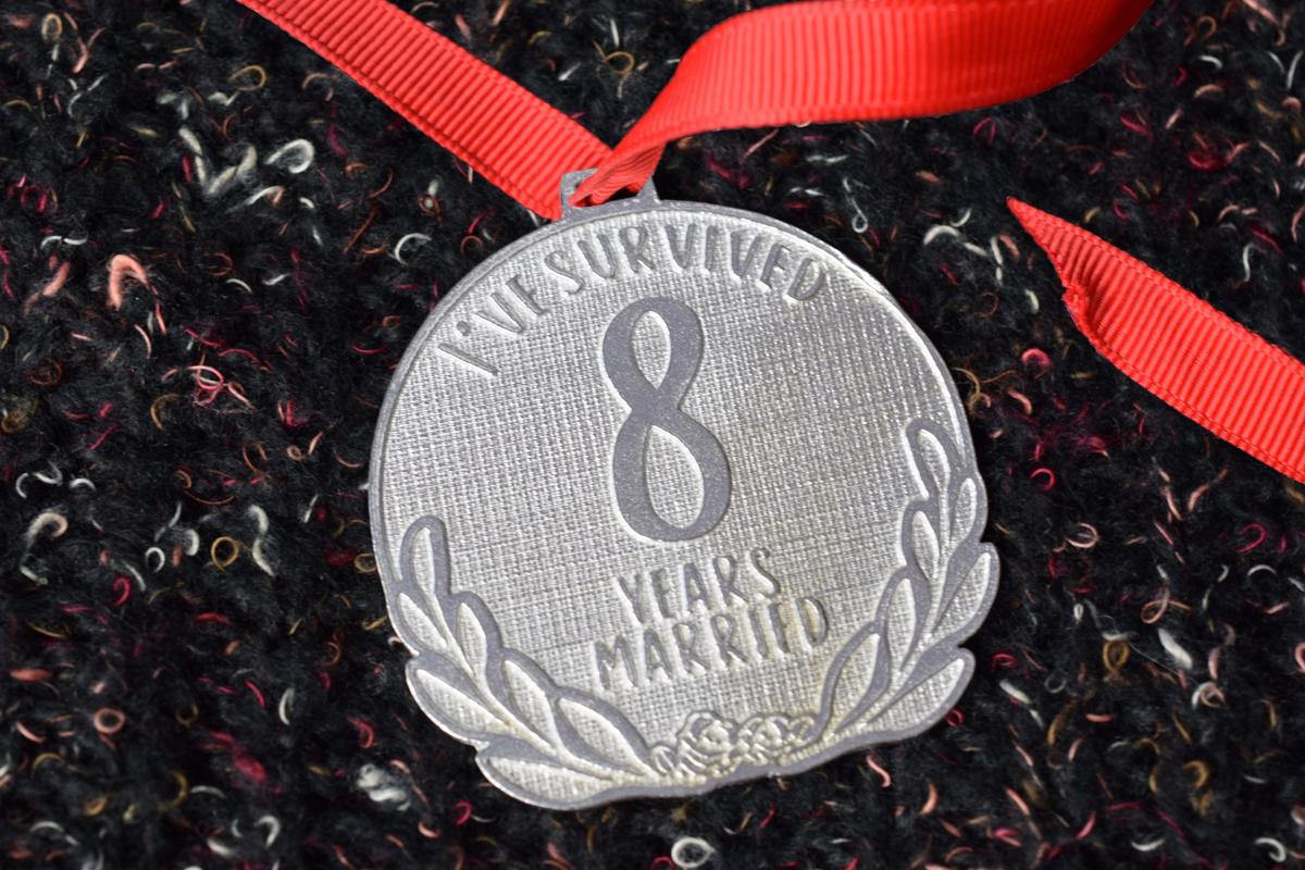 I've Survived 8 Years Married | Anniversary Medal with Sarcastic Phrase