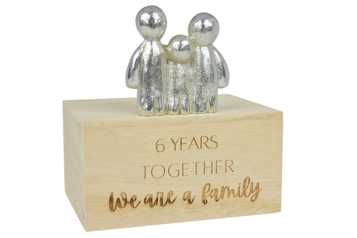6th Anniversary Gift for Couples | '6 Years Together' Personalised Tin Family Sculpture | Iron Anniversary Keepsake, Handmade UK