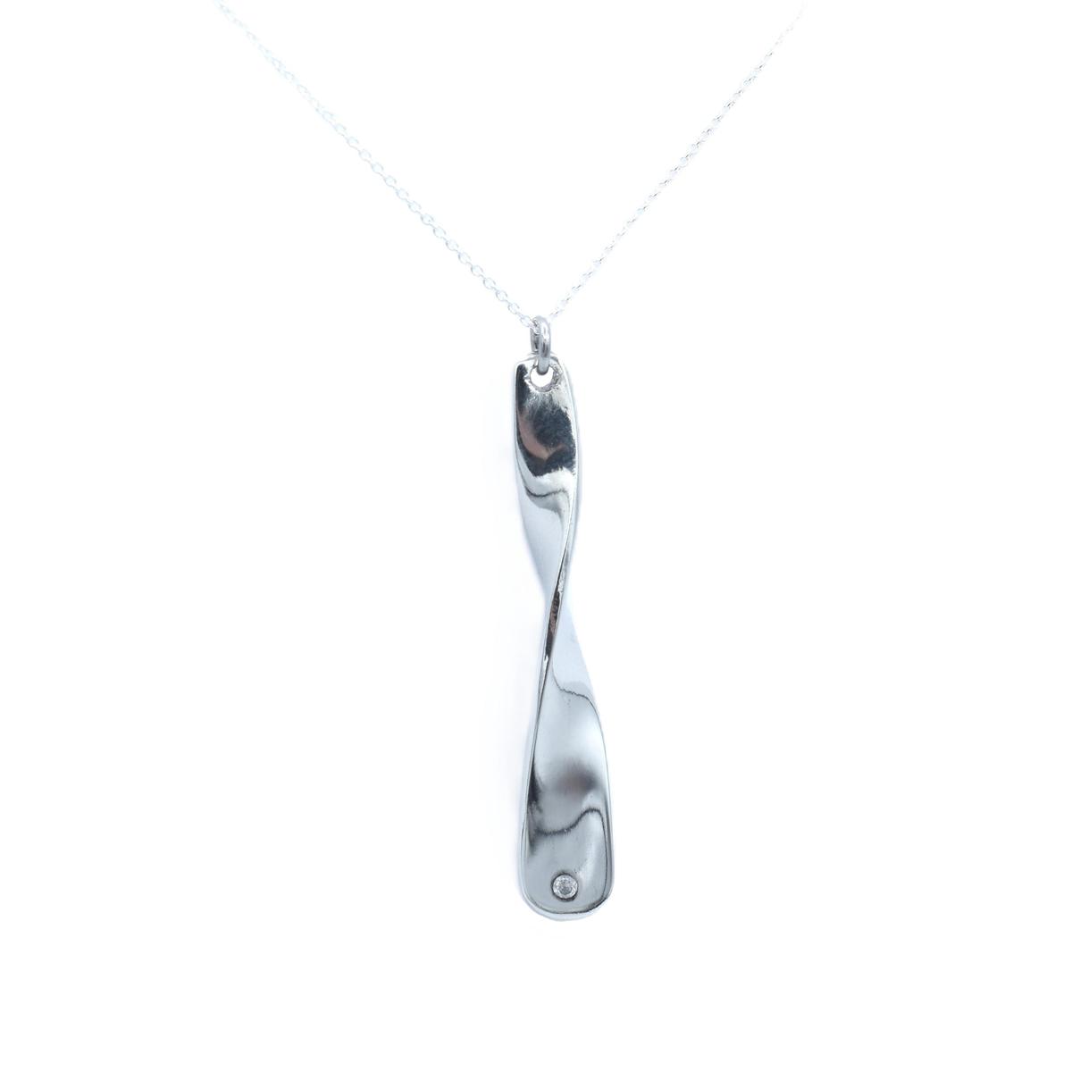 Ten Year Anniversary Tin and Diamond Twist Drop Pendant