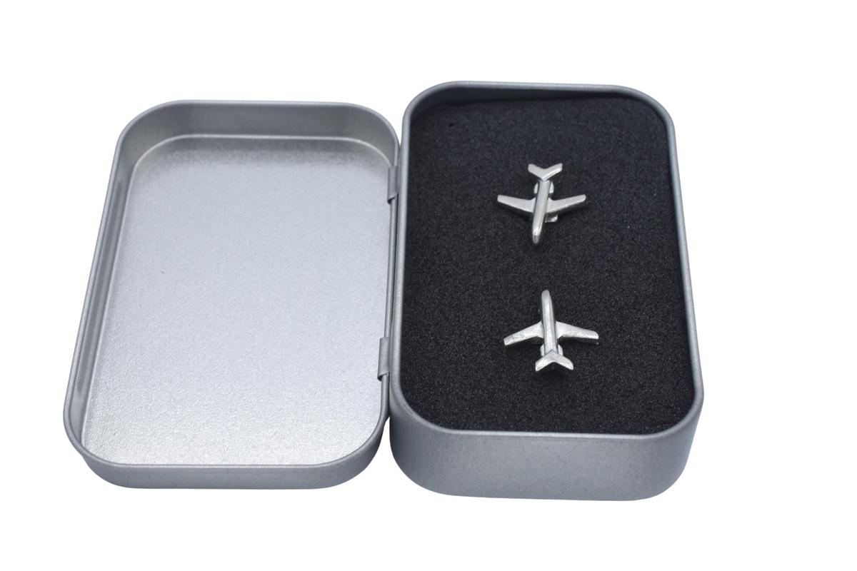 Tin Airplane Cufflinks – 10th Wedding Anniversary Gift | Handmade in Cornwall