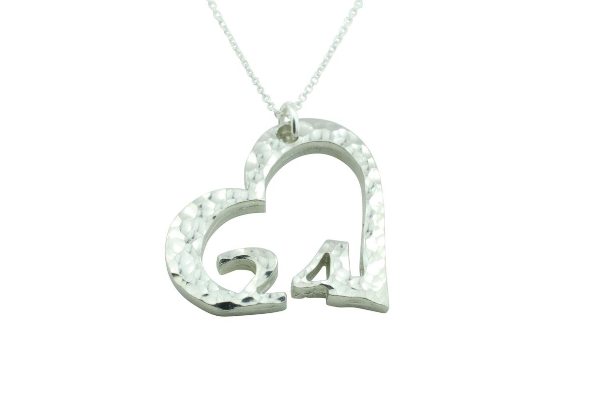 24th Anniversary Beaten Heart Pendant with Sterling Silver Chain